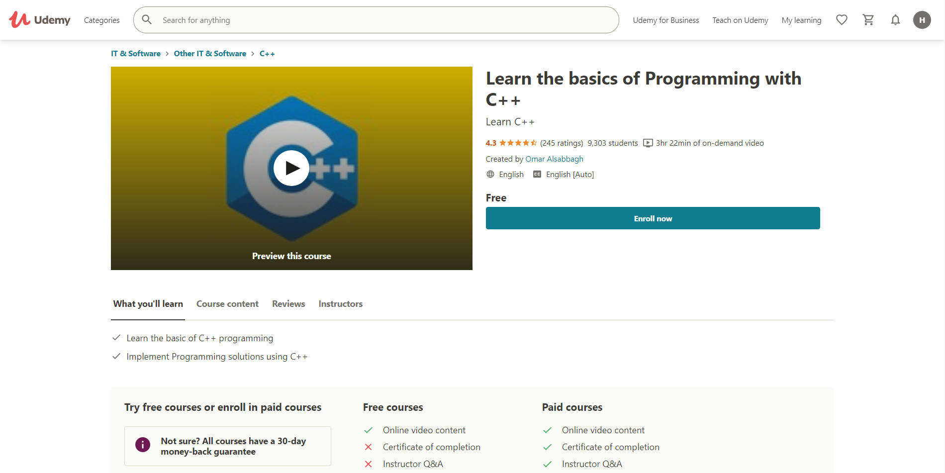 C++ basic of programming